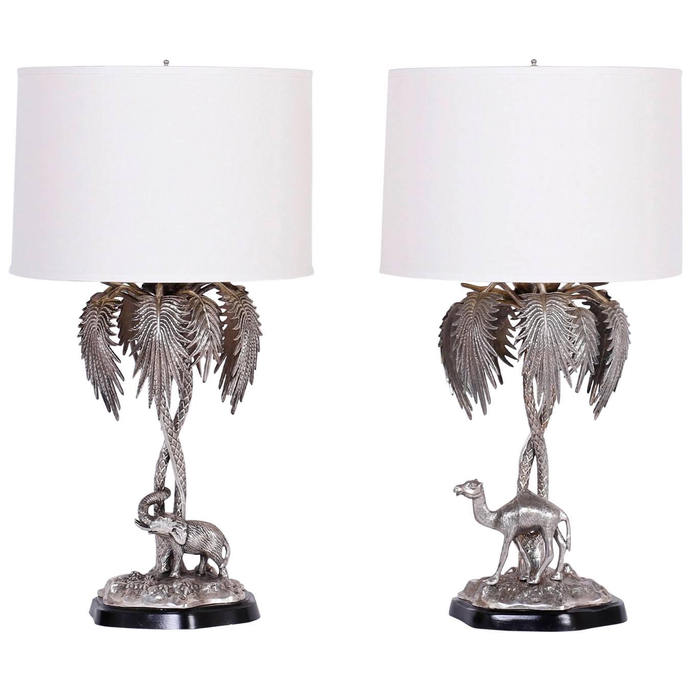 Pair of Vintage Palm Tree Table Lamps
