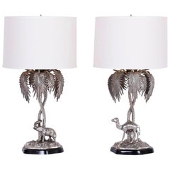 Pair of Vintage Palm Tree Table Lamps
