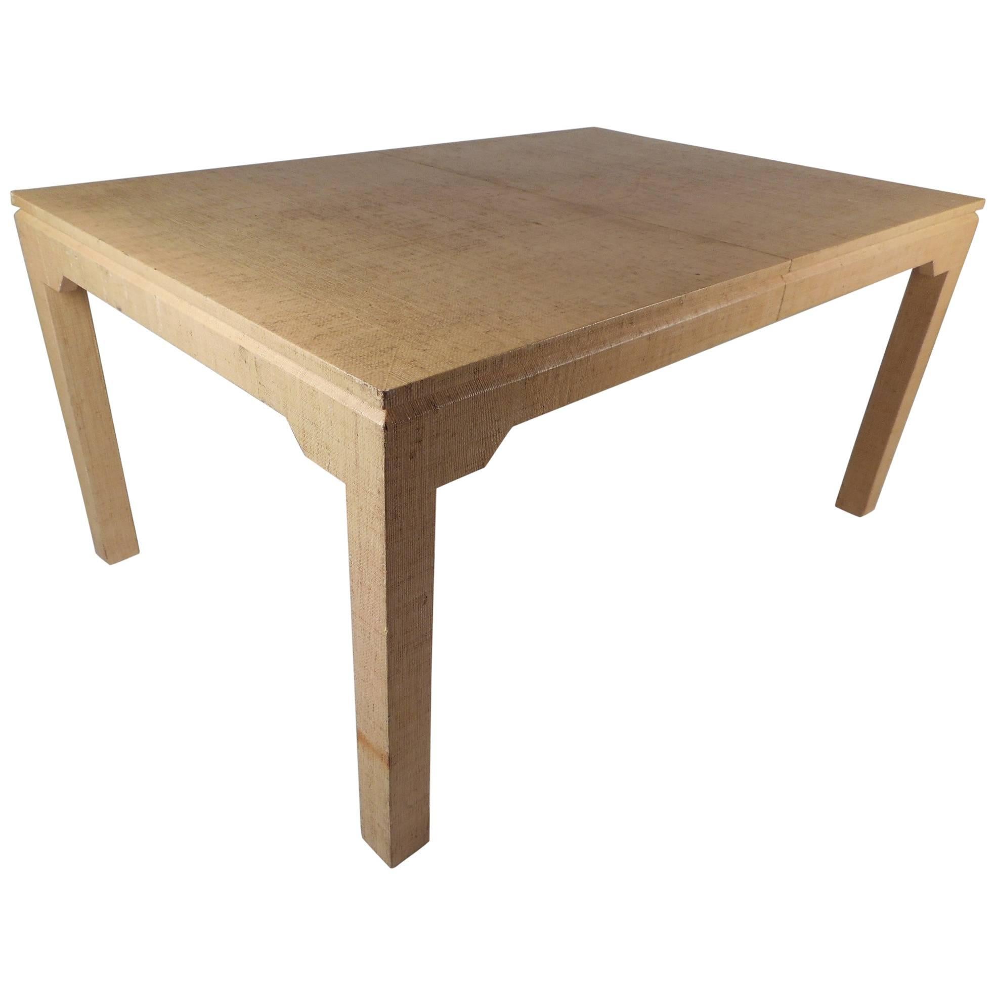 Mid-Century Modern Grass Cloth Dining Table by Karl Springer