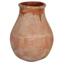 Tall, Graceful Earthenware Jar in Washed Out Mediterranean Hues