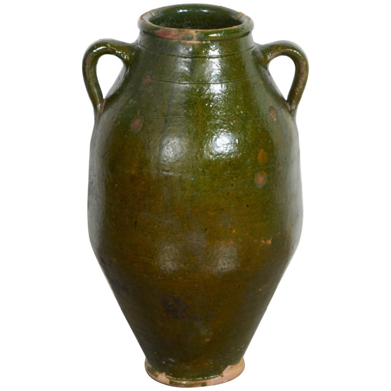 Nicely Glazed, Gracefully Shaped Antique Mediterranean Olive Jar For