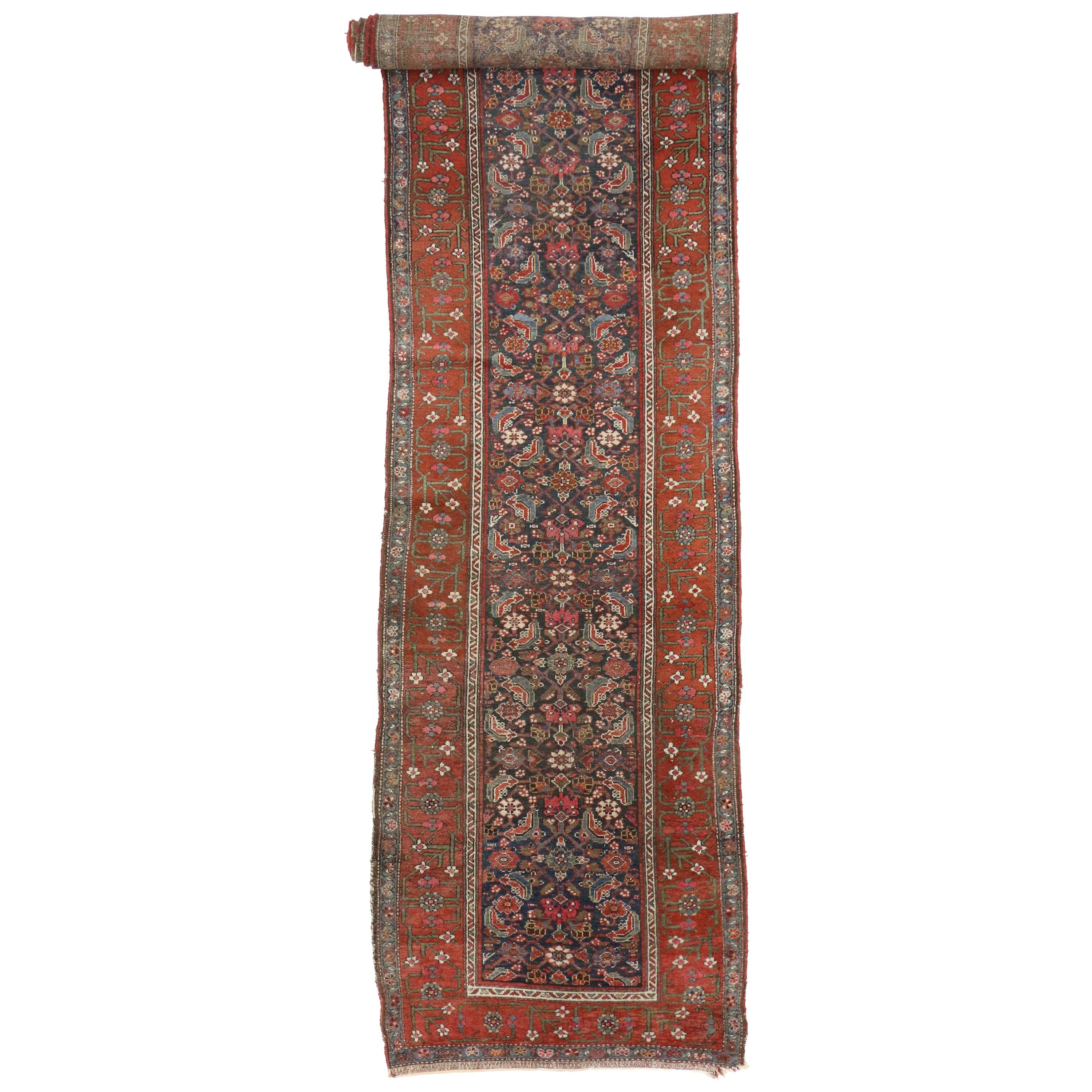 Antique Malayer Persian Runner with Modern Traditional Style