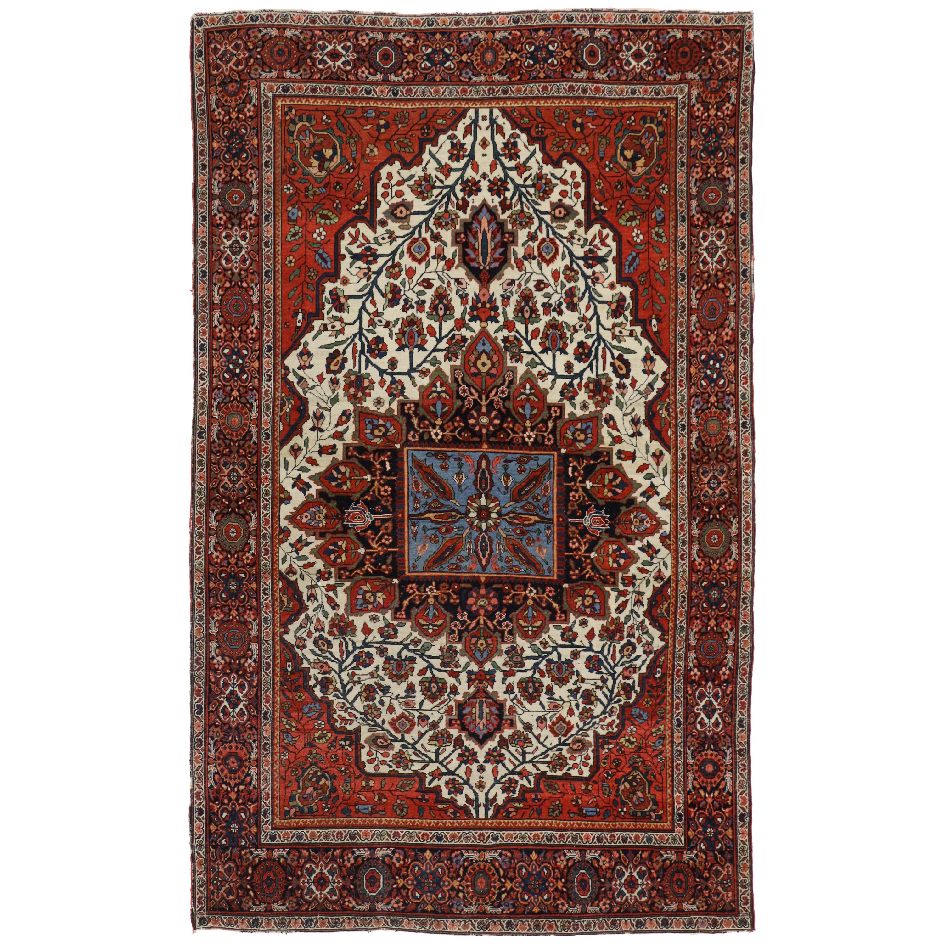 Antique Farahan Rug with Modern Industrial Style, Persian Area Rug For
