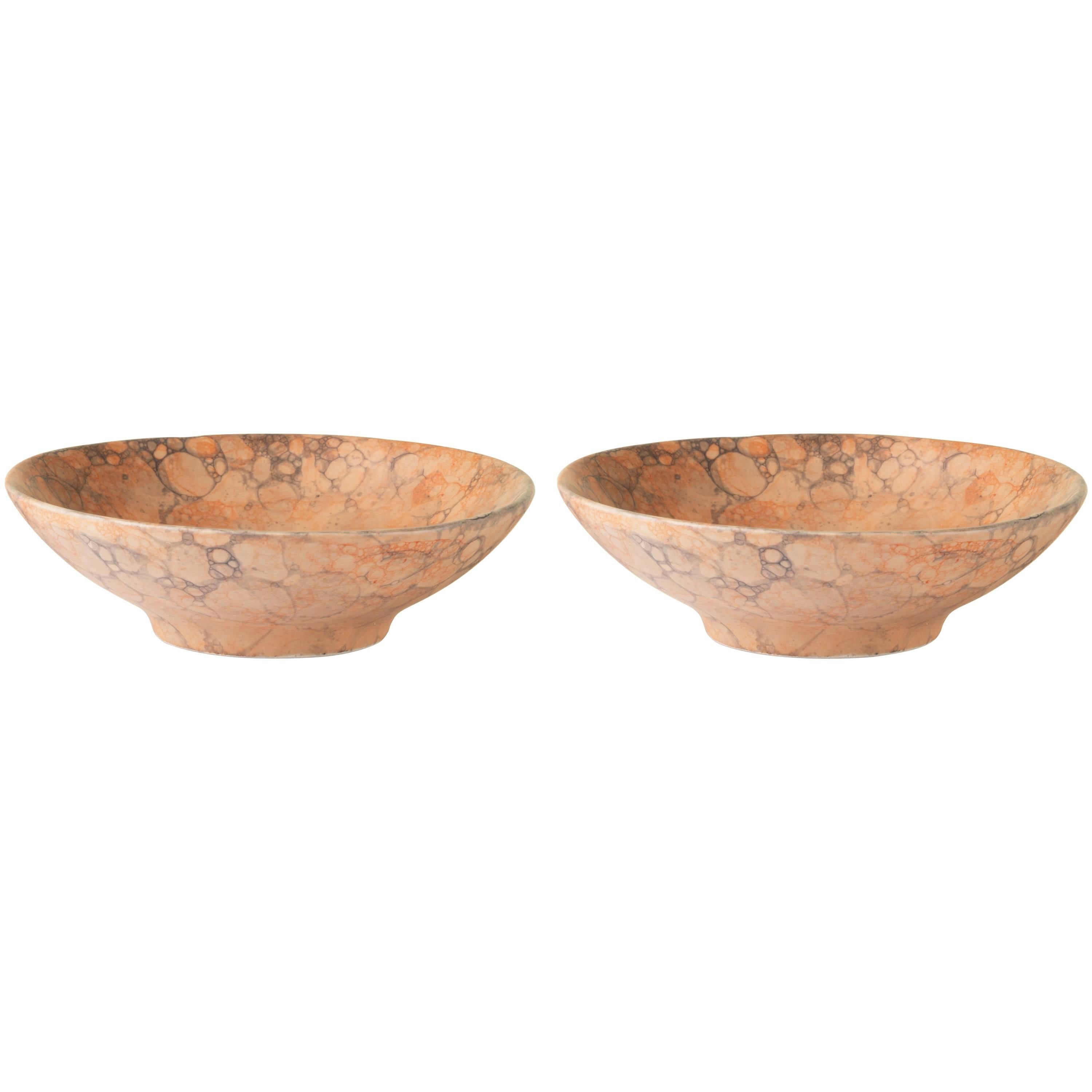 Orange Handmade Ceramic Mini Bowl, Set of Two For Sale