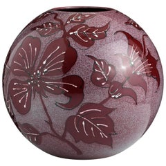 Large Red Hand-Painted Floral Vase