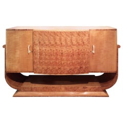 Vintage Art Deco U-Base Sideboard by Epstein in Maple and Burr Maples Veneers