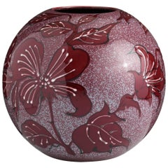 Medium Red Hand-Painted Floral Vase