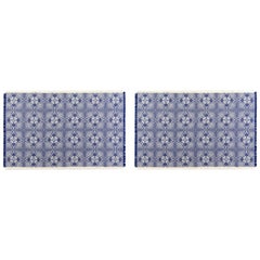 Blue and White Embroidered Placemats, Set of Two