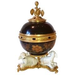 Antique French Louis XVI Ormolu, Lacquer and Blanc de Chine Porcelain Vase Pot Pourri
