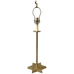 1970s Italian Brass Star Lamp with Crescent Moon Finial