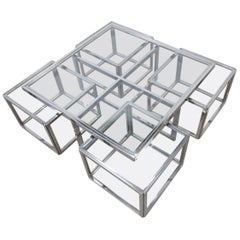 Chrome Coffee Table with Four Nesting Tables by Maison Charles Chrome Coffee Table with Four Nesting Tables by Maison Charles