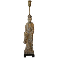 Vintage 1940s Frederick Cooper Gold Quan Yin Geisha Statue Lamp