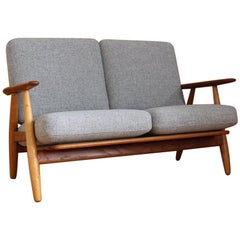 Hans Wegner Oak and Teak 'Cigar' Sofa Model GE240/2 GETAMA Denmark