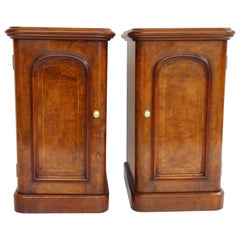 Pair of 19th Century Burr Walnut Bedside Cabinets