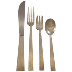 Moderne by Adra Sterling Silver Flatware Set Modernism, Worked with Adler, 29 Pc