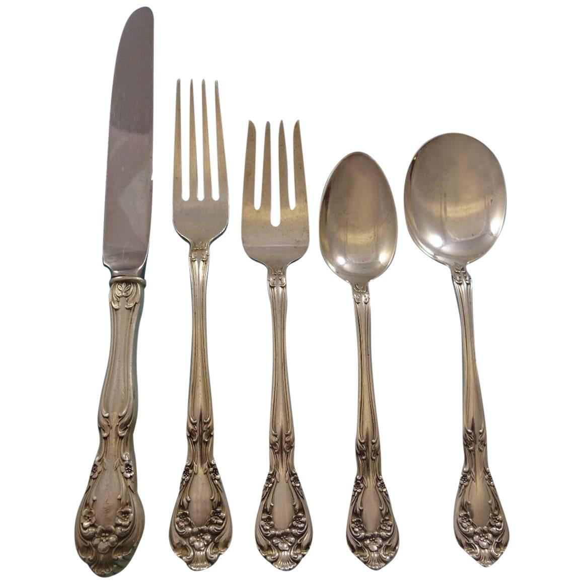 Chateau Rose by Alvin Sterling Silver Flatware Set for 12 Service 60 Pieces For Sale