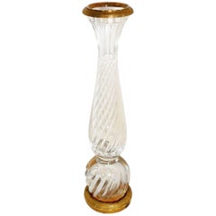 Retro Wonderful French Dore Bronze Crystal Swirl Glass Ormolu-Mounted Baccarat Vase