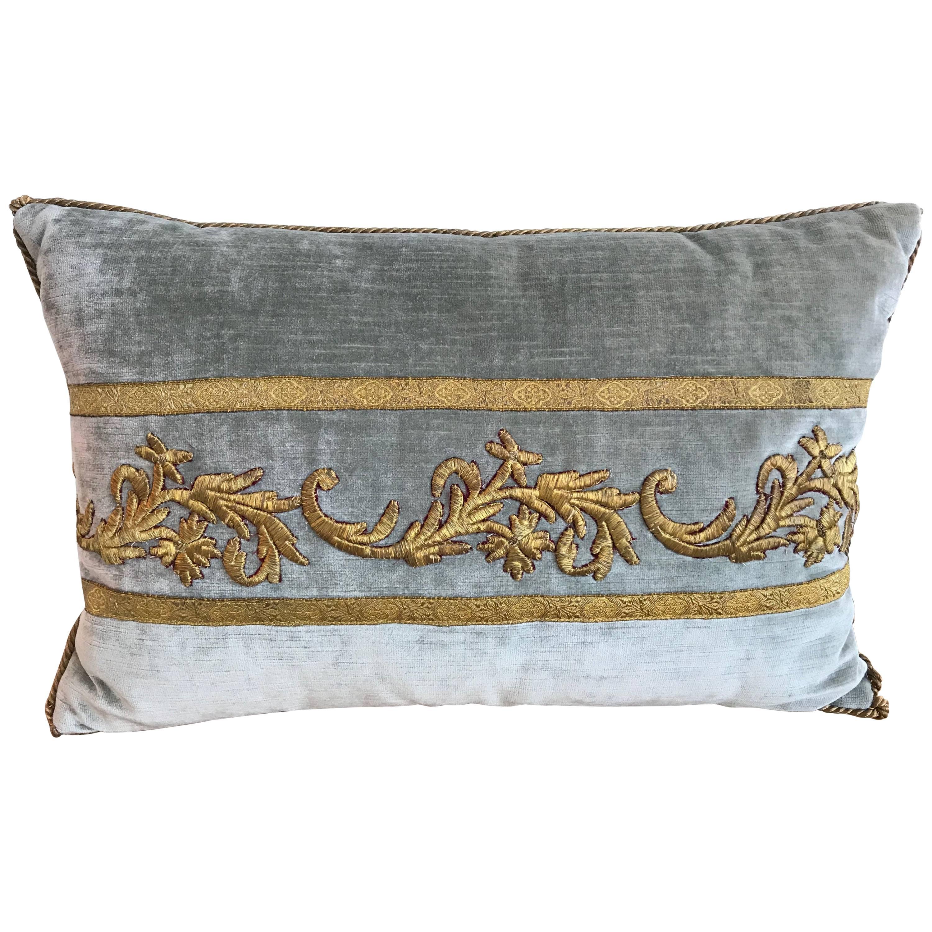 Antique Ottoman Gold Embroidered Pillow at 1stDibs