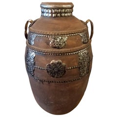 Moroccan Olive Jar Dir Design, Metal Inlay