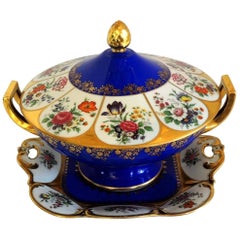 Wonderful German Hand-Painted Porcelain Hutschenreuther Three-Piece Tureen Set