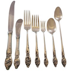 Vintage Enchanting Orchid by Westmorland Sterling Silver Flatware Set 8 Service 62 Pcs