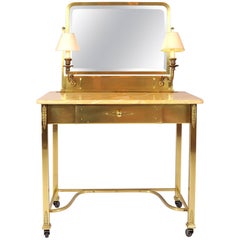 1950s Italian Marble and Brass Dressing Table or Vanity