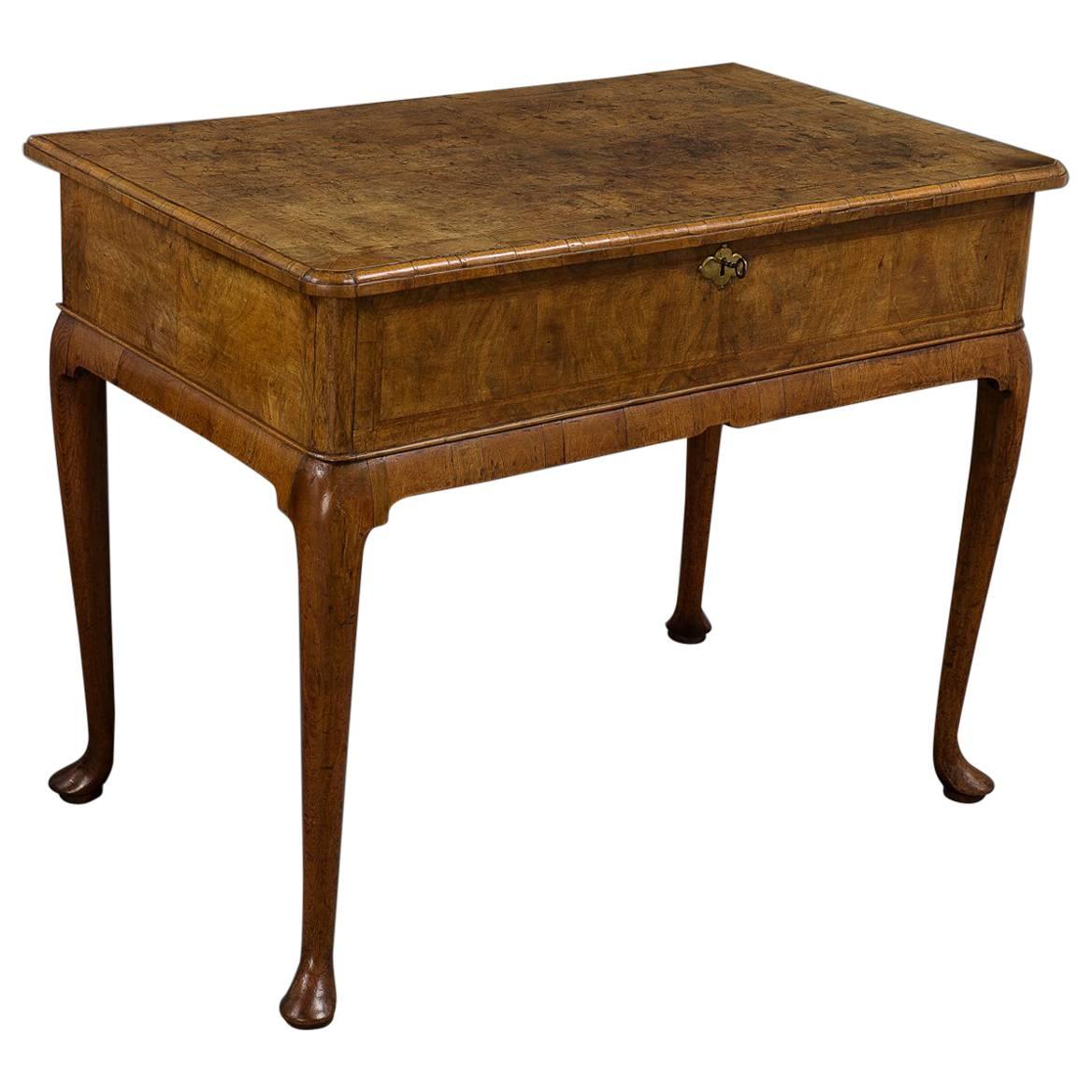 Fine Queen Anne Burr Walnut Side Table For Sale