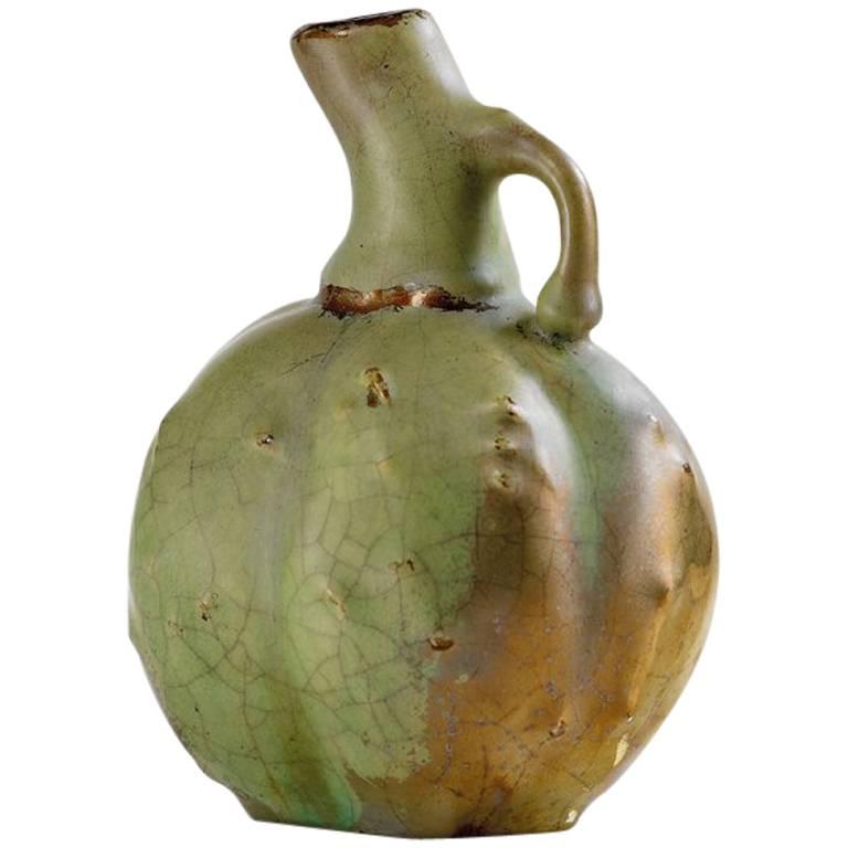 Ernest Bussière, Art Nouveau Earthenware Jug Decorated with a Low-Fired Glaze For Sale