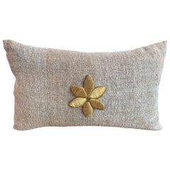 Antique Gold Flower Applique Pillow
