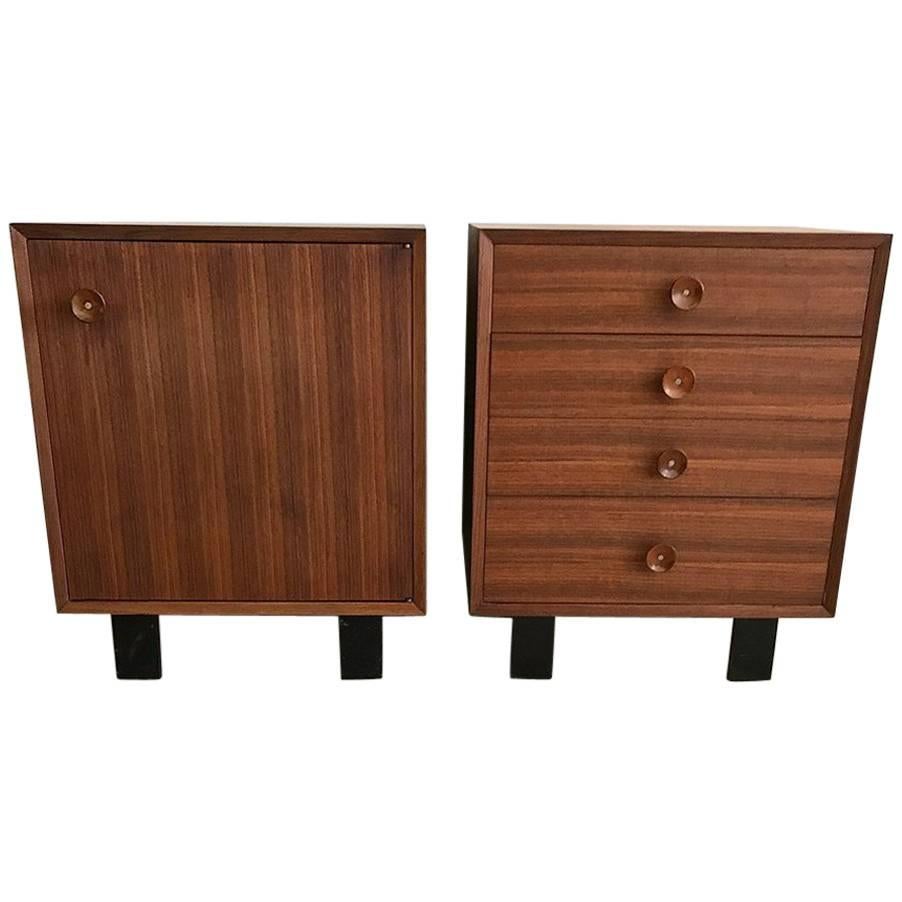 1950s George Nelson for Herman Miller Walnut Side Table Chests