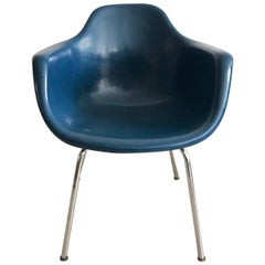 Midcentury Blue Fiberglass Shell Chair by Krueger