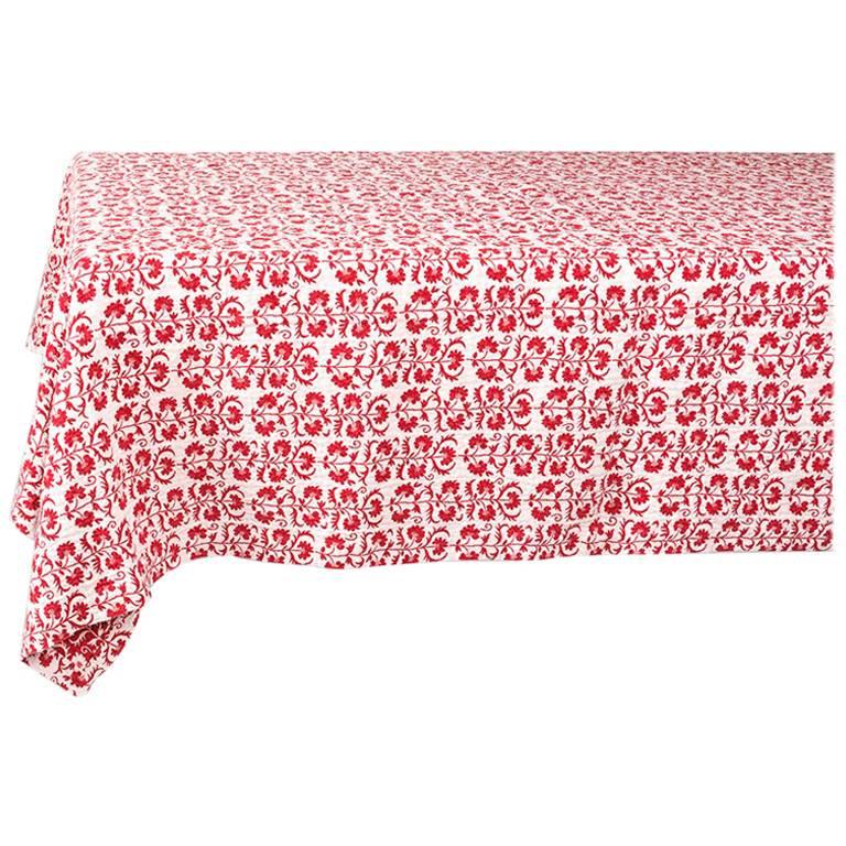 Squared Tablecloth with a Suzani Patterns For Sale
