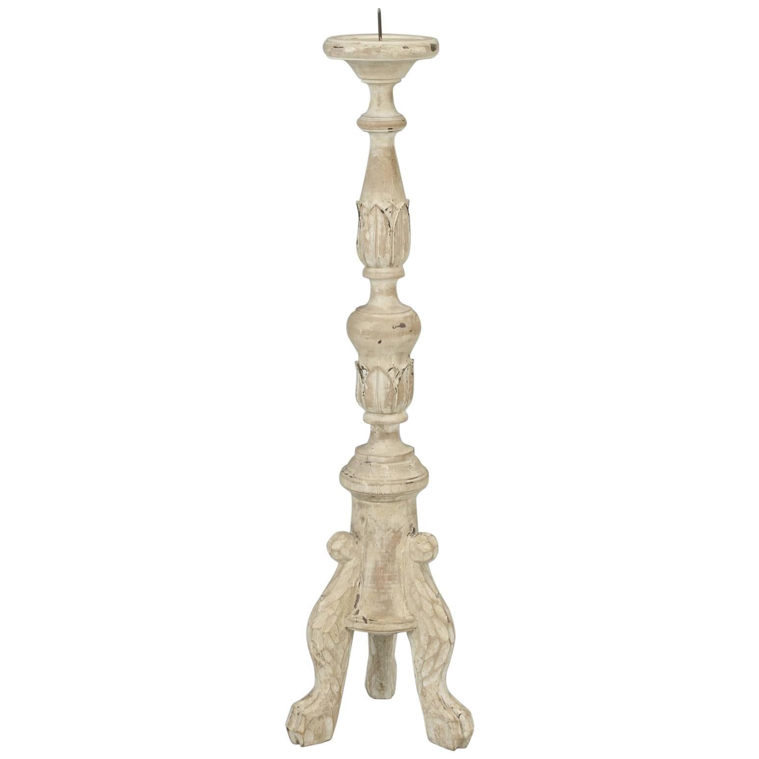 Italian or French Style Faux Painted Candlestick Holder