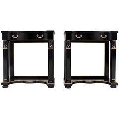 Pair of Early 20th Century French Empire Ebonized Side Tables