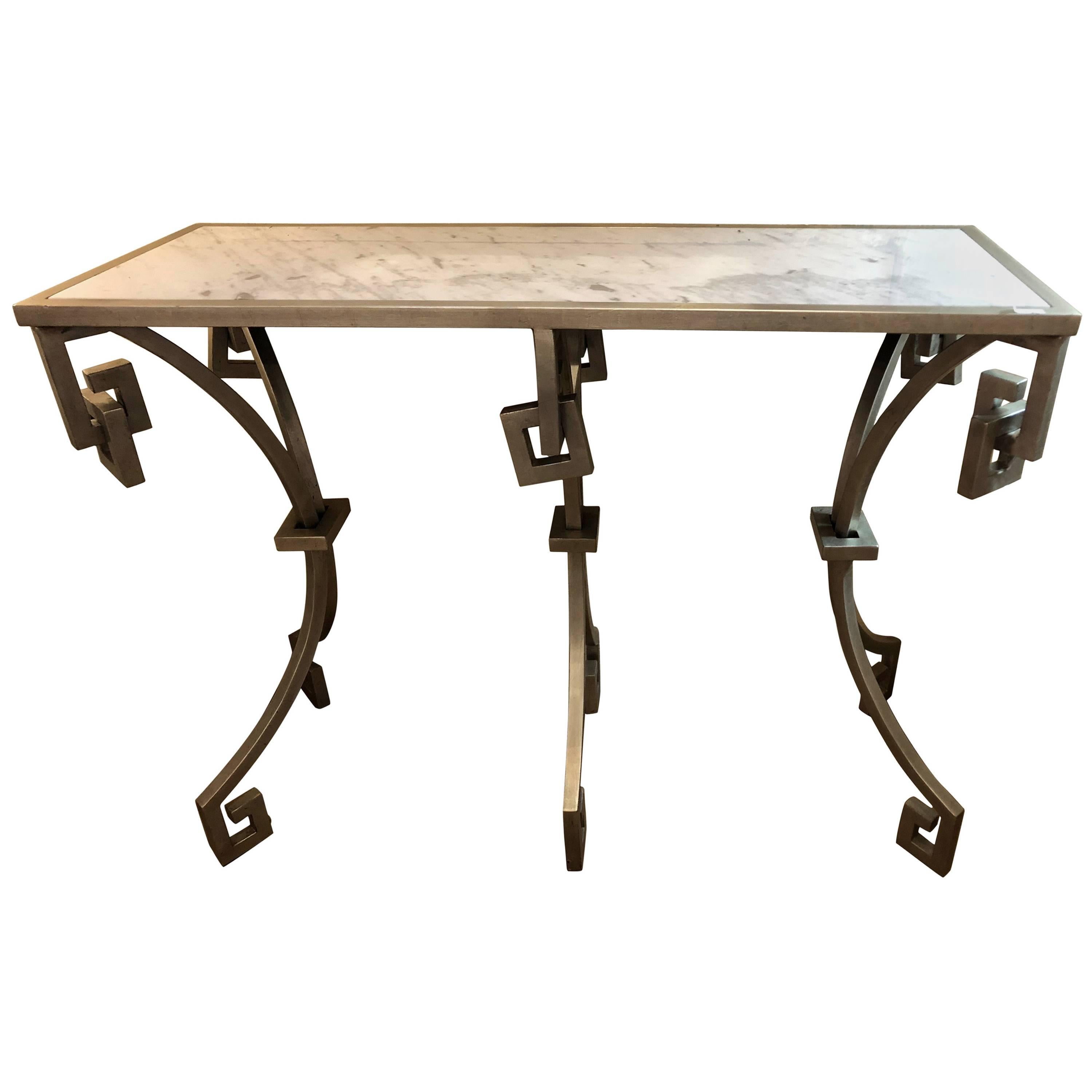 Jonathan Charles Marble-Top Designer Metal Design Console Table