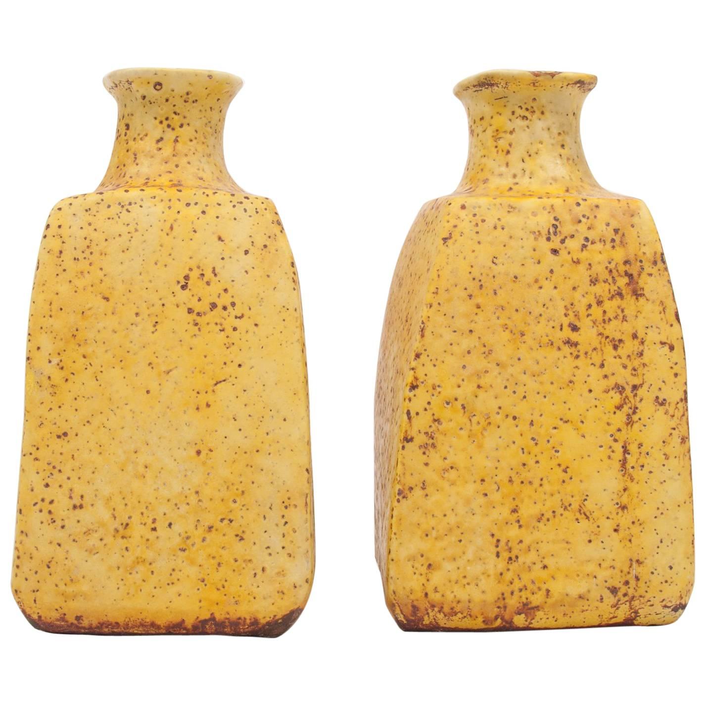 Rare Pair of Midcentury Marcello Fantoni Stoneware Ceramic Vases