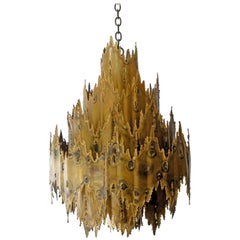 Striking Tom Greene Brutalist Torch Cut Chandelier Feldman Lighting