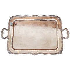 Fine Silver Plate Twin Handled Footred Tray