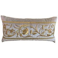 Antique European Gold Metallic Embroidery Pillow