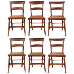 Set of Six Side Chairs Faux Painted and Caned
