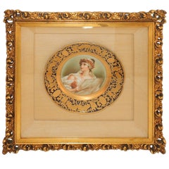 French Hand-Painted Portrait Plate of Maiden Jules Etienne Rue De Paradis France