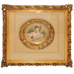 French Hand-Painted Portrait Plate of Maiden Jules Etienne Rue De Paradis France