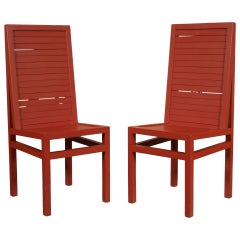 Pair of Modern Side Chairs in Red Paint