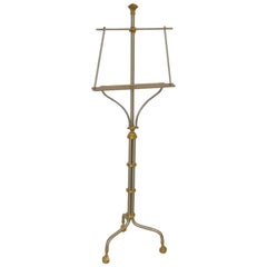 Vintage Neoclassic Style Brass and Brushed Steel Music Stand by Maison Jansen