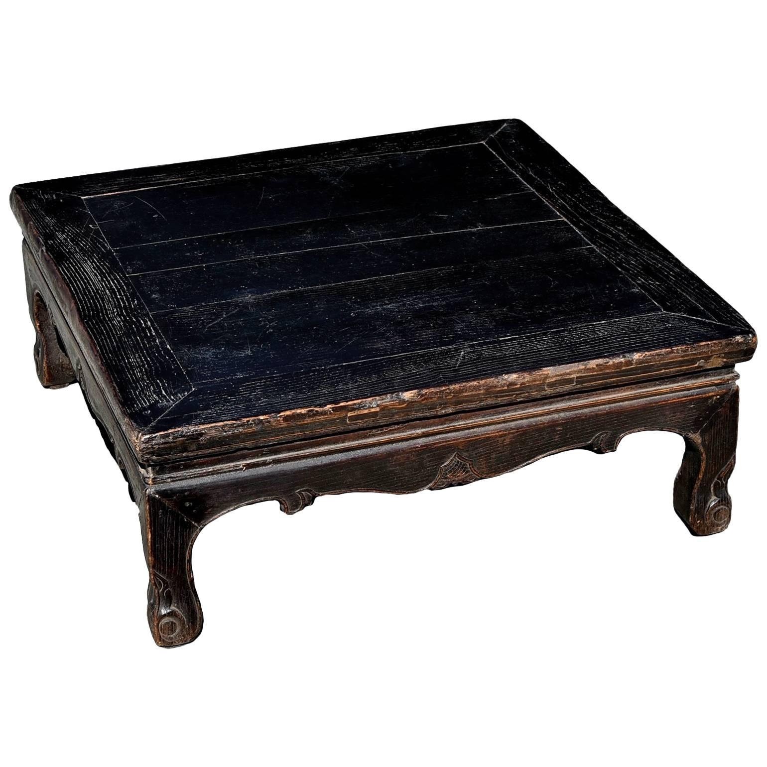 Antique Chinese Low Table, Black Kang Table