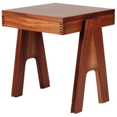 Midcentury Rare and early Square Mahogany Side Table by Angelo Mangiarotti