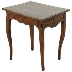 19th Century Artisan Made Louis XV Style Oak Side Table with Single Drawer