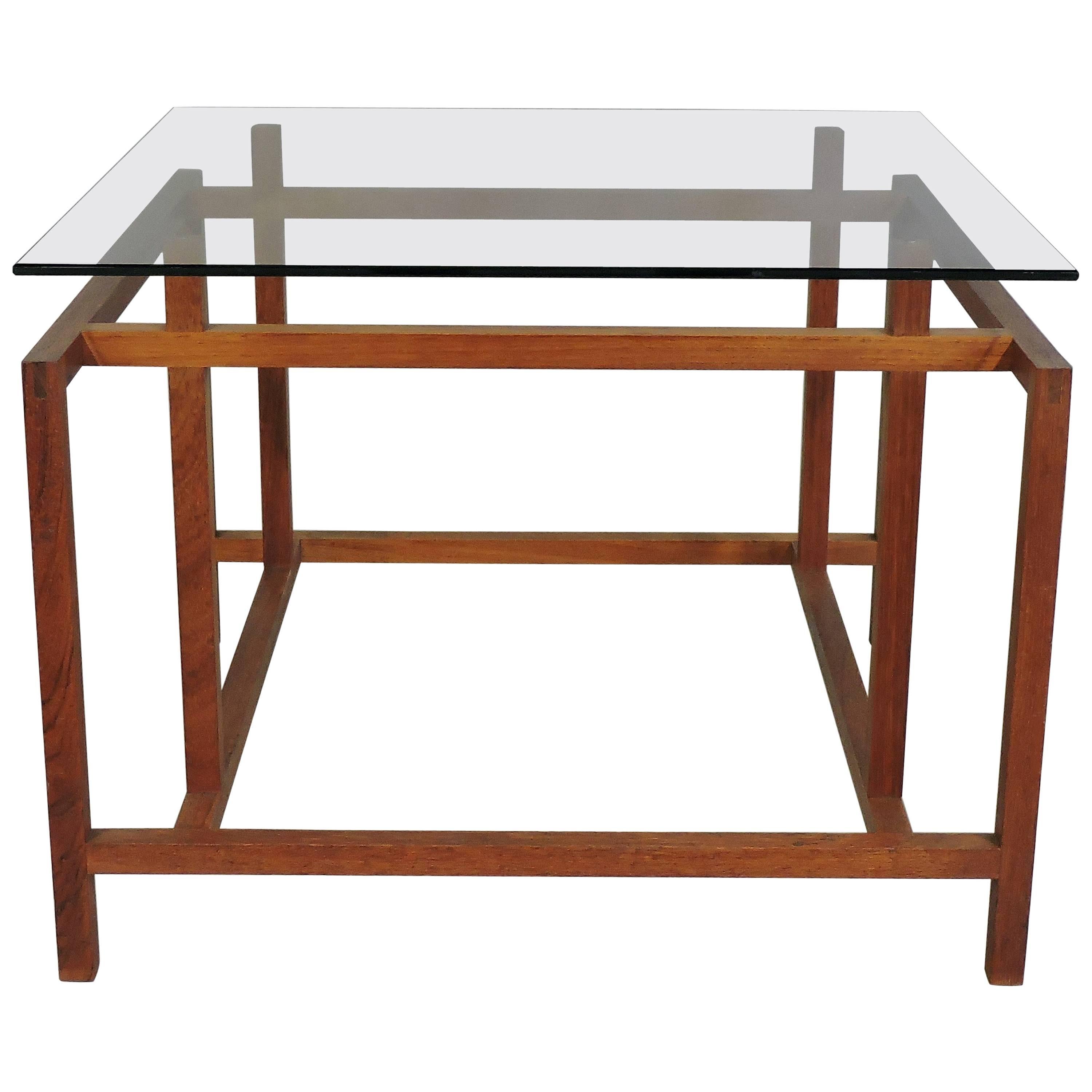 Danish Modern Teak and Glass Side End Table by Henning Norgaard for Komfort