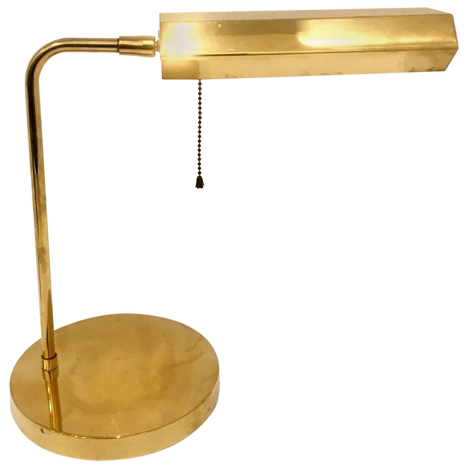Modernist Polished Brass Multidirectional Desk Arm Lamp
