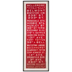 Vintage Red and White Graphic New York Bus Subway Destination Sign